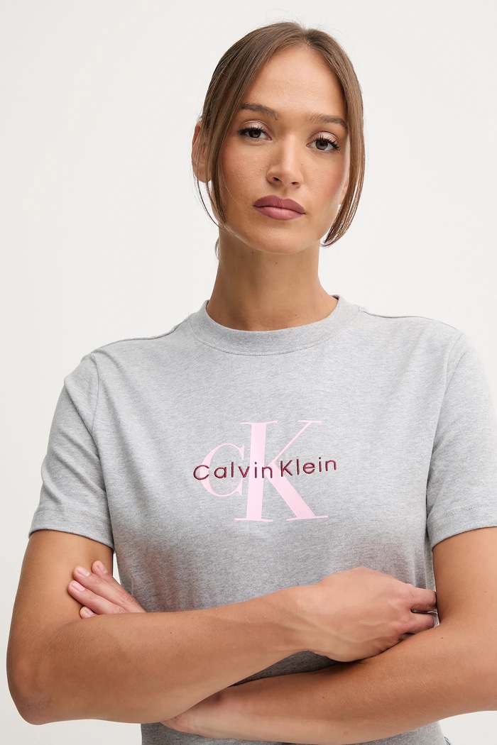 Calvin Klein Jeans тениска дамска от памук сив LV047B865G