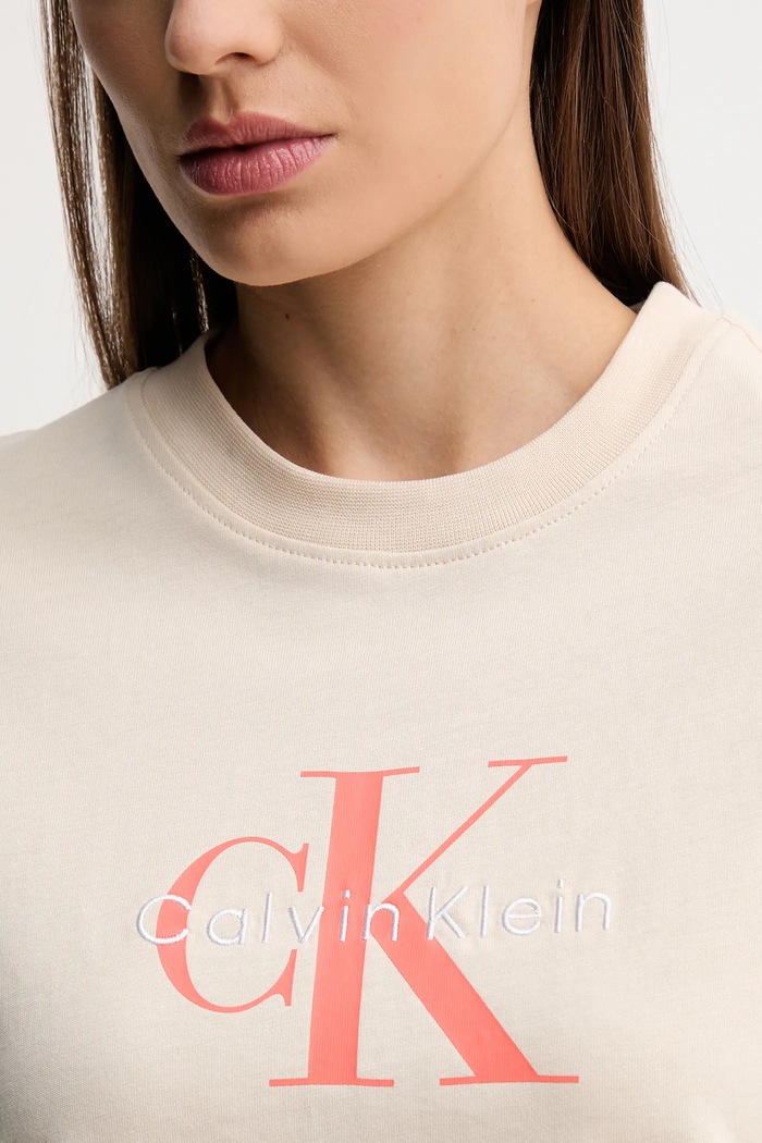 Calvin Klein Jeans тениска дамска от памук бежов LV047B865G