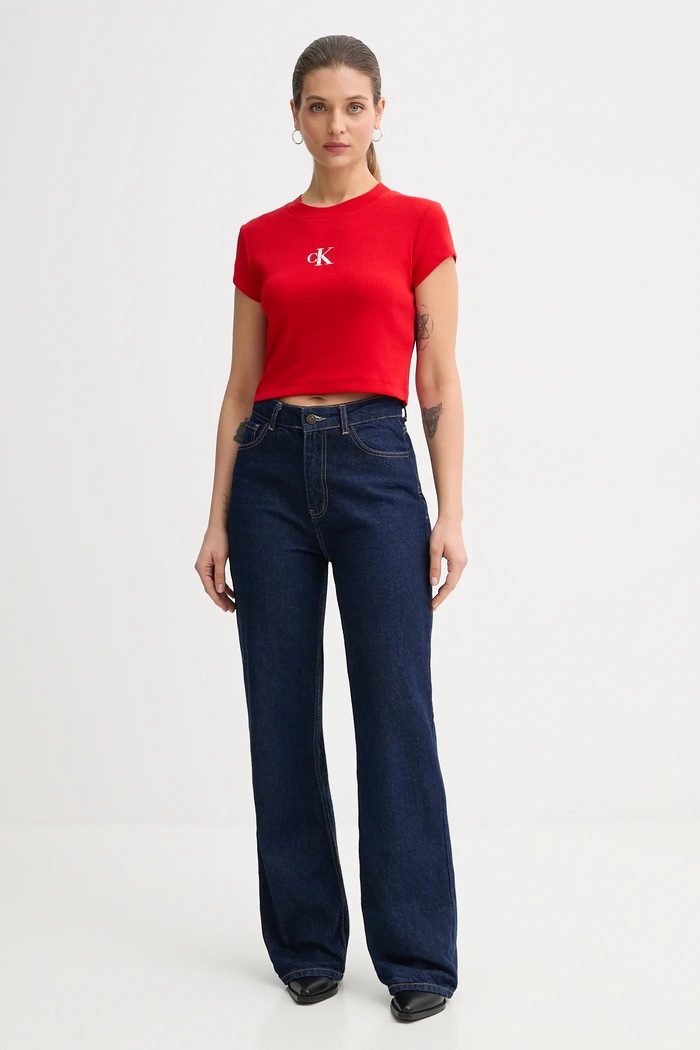 Calvin Klein Jeans tričko dámske LV047AB802 červená SS26