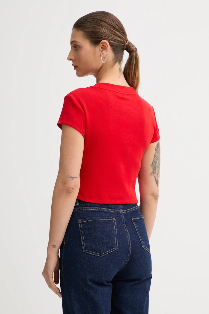 Oblečenie Calvin Klein Jeans tričko dámske LV047AB802 červená