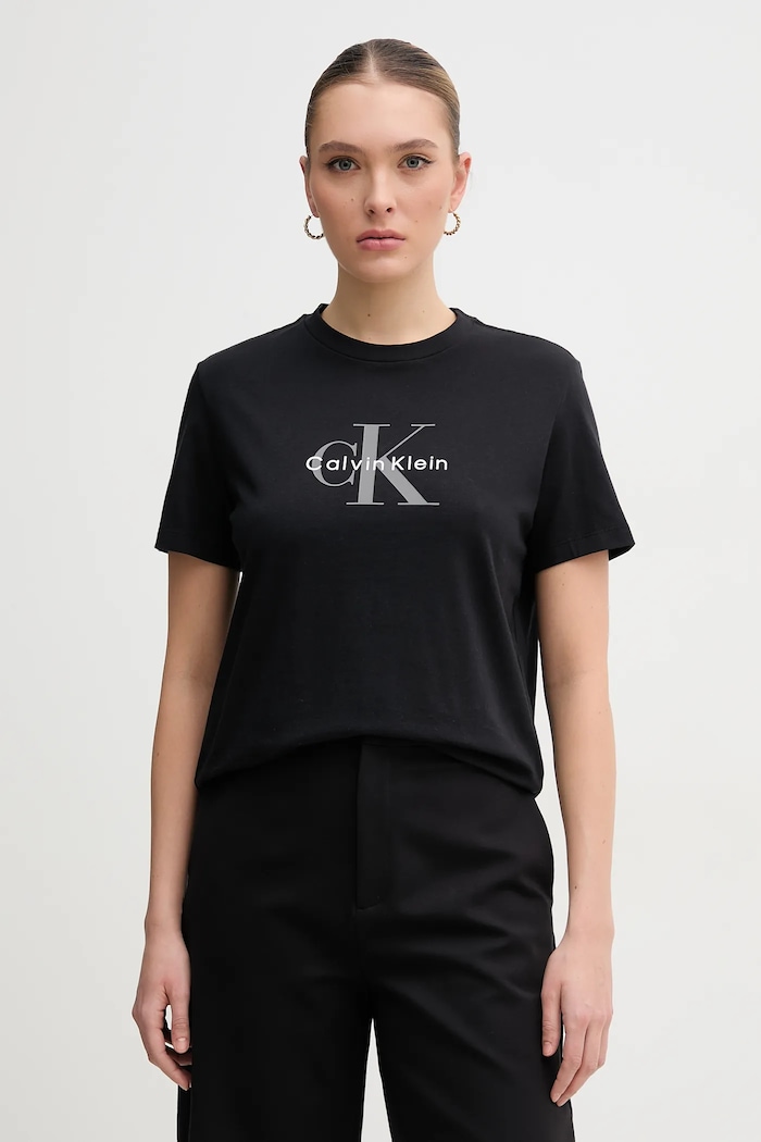 Calvin Klein Jeans tricou din bumbac print negru LV047B864G