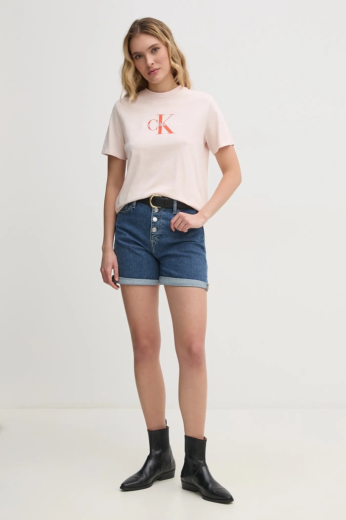 Calvin Klein Jeans t-shirt bawełniany LV047B863G różowy SS25