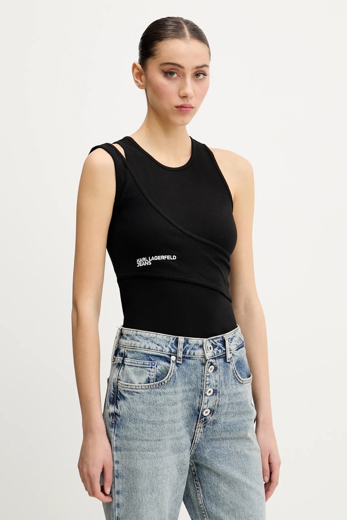 Top Karl Lagerfeld Jeans slim μαύρο A2W17022