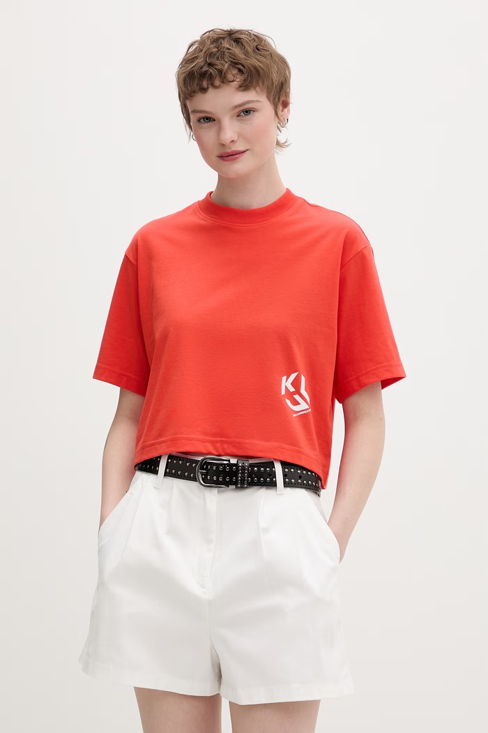 Karl Lagerfeld Jeans тениска от памук оранжев A2W17076