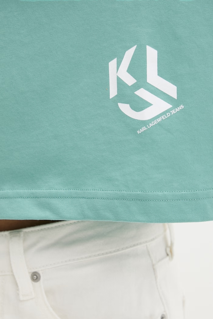 Karl Lagerfeld Jeans tričko s bavlnou A2W17076 tyrkysová