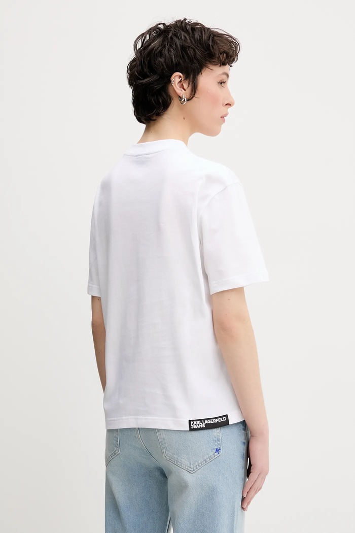 Oblečení Bavlněné tričko Karl Lagerfeld Jeans A2W17030 bílá