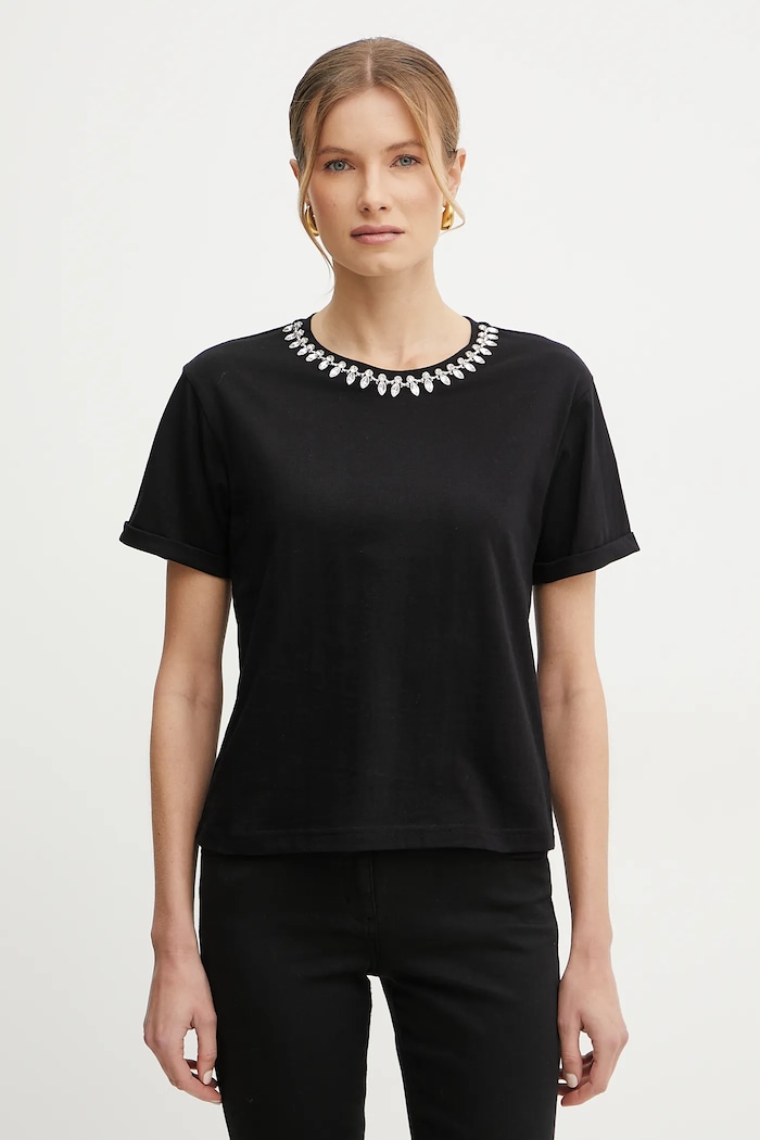 Morgan tricou din bumbac DOUTI imprimeu negru DOUTI