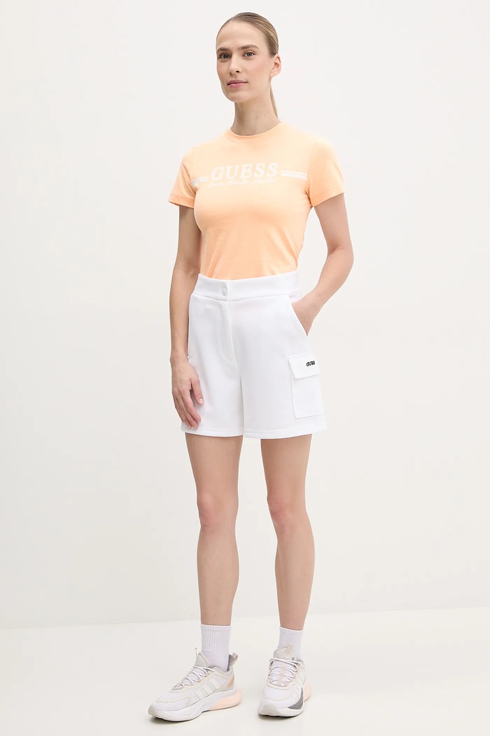 Bavlněné tričko Guess V5GI03.I3Z14 oranžová SS25