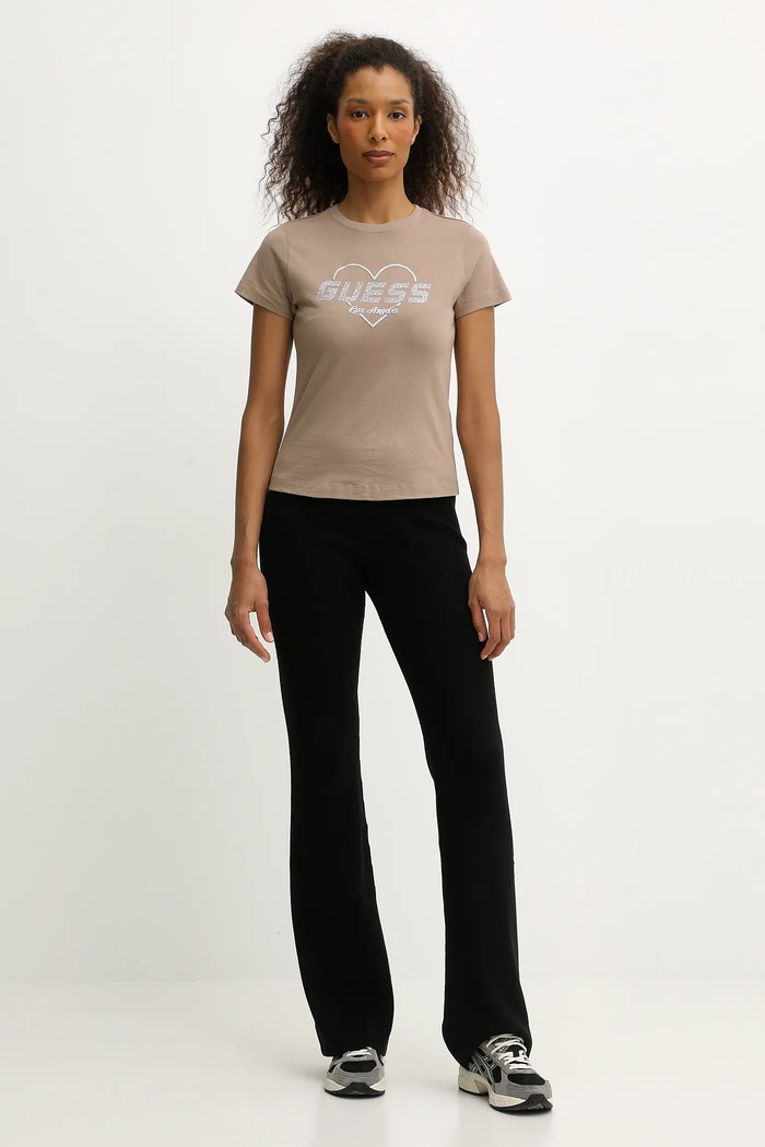Guess t-shirt bawełniany NARCISO V5GI10.K9RM1 beżowy SS26