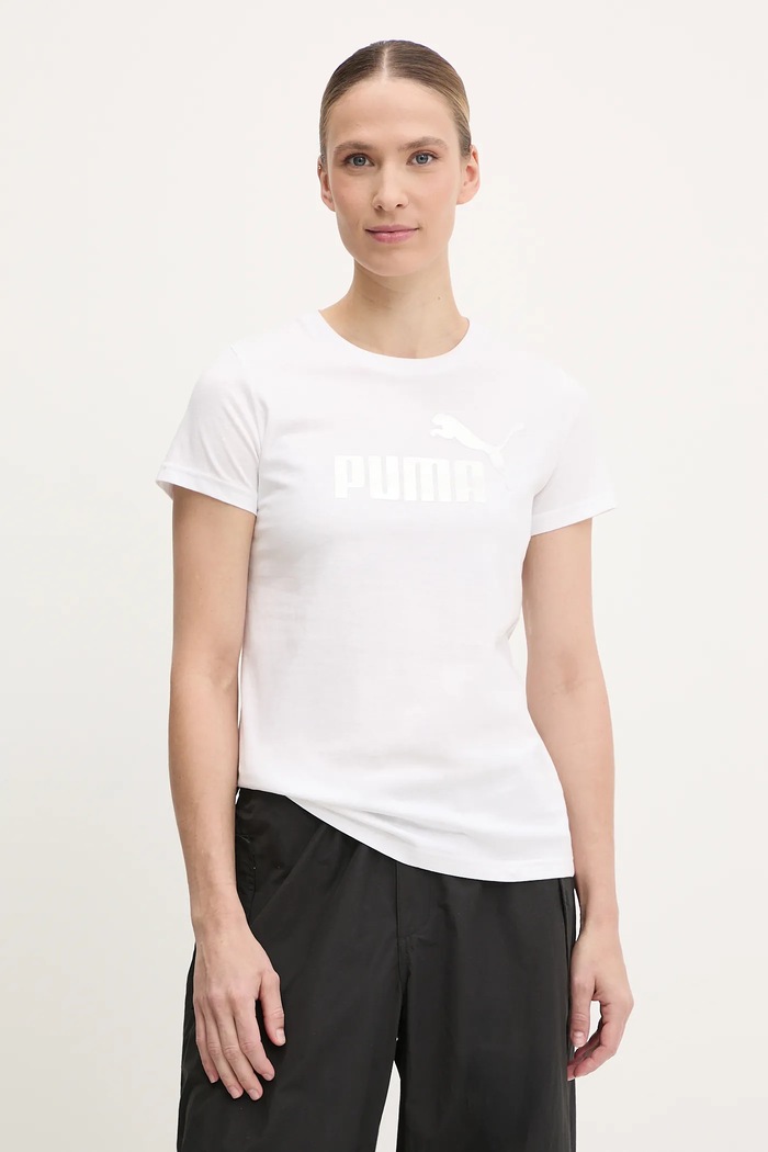 Памучна тениска Puma стандартна бял 631536