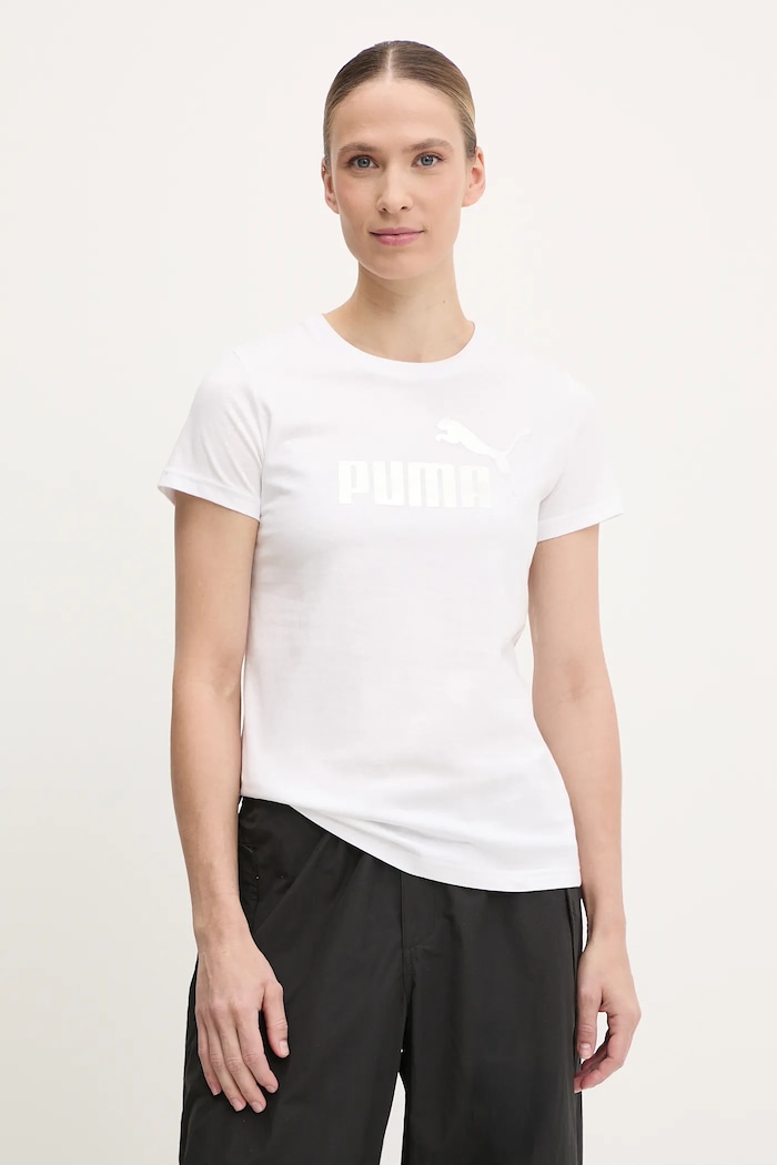 Памучна тениска Puma стандартна бял 631536