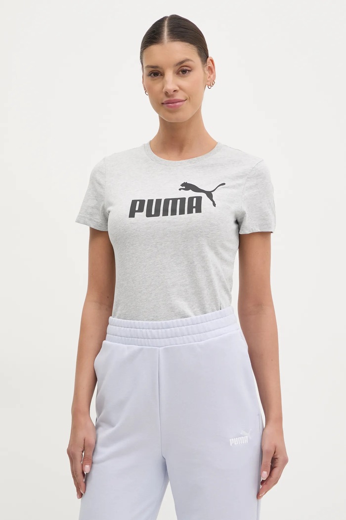 Bavlnené tričko Puma potlač sivá 682370