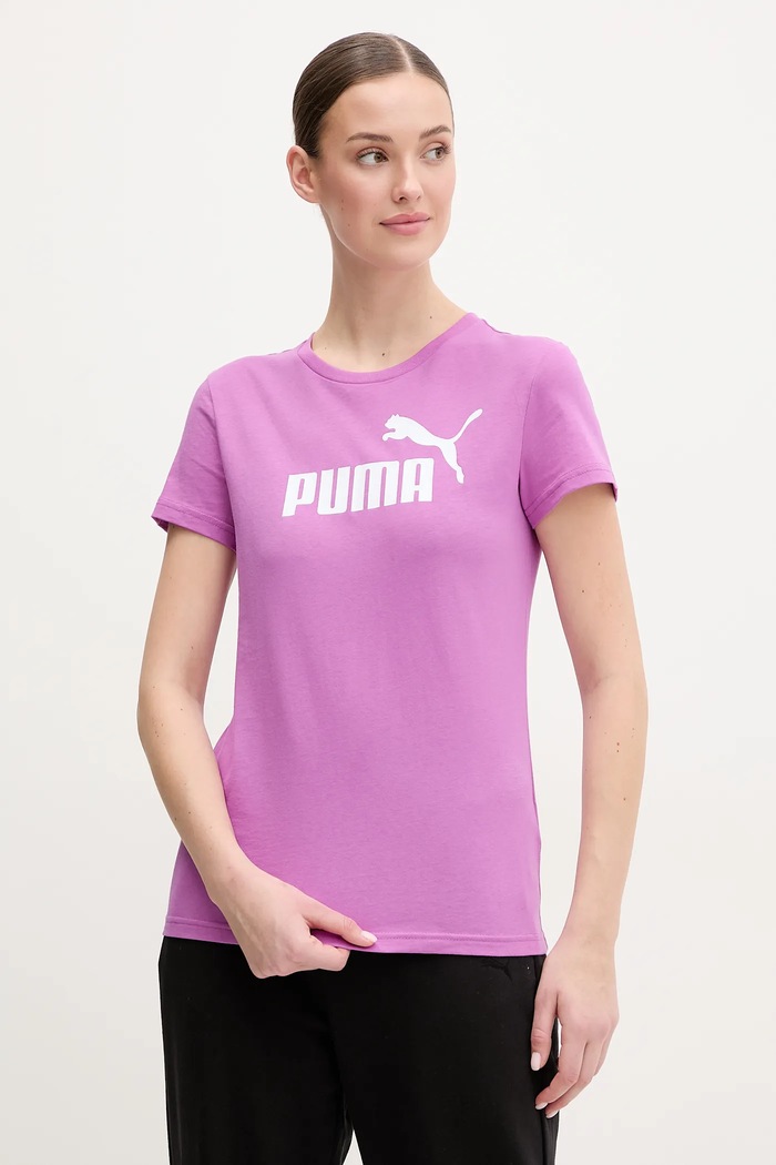 Bavlnené tričko Puma potlač fialová 682371.