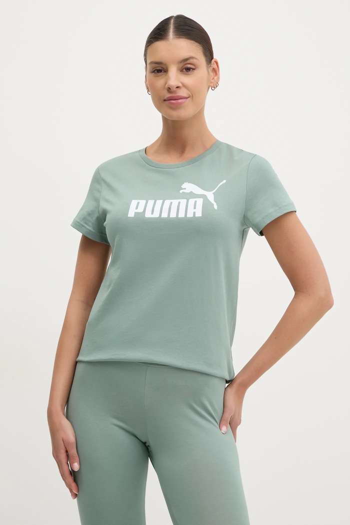 Puma t-shirt bawełniany nadruk zielony 682371.