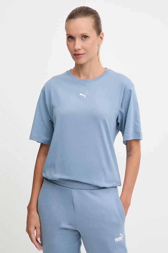 Puma Tricou femei de bumbac Essential Relaxed albastru 684971