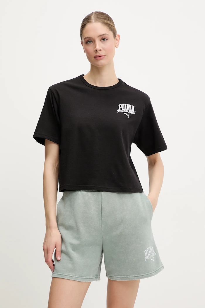 Bavlnené tričko Puma relaxed čierna 685030