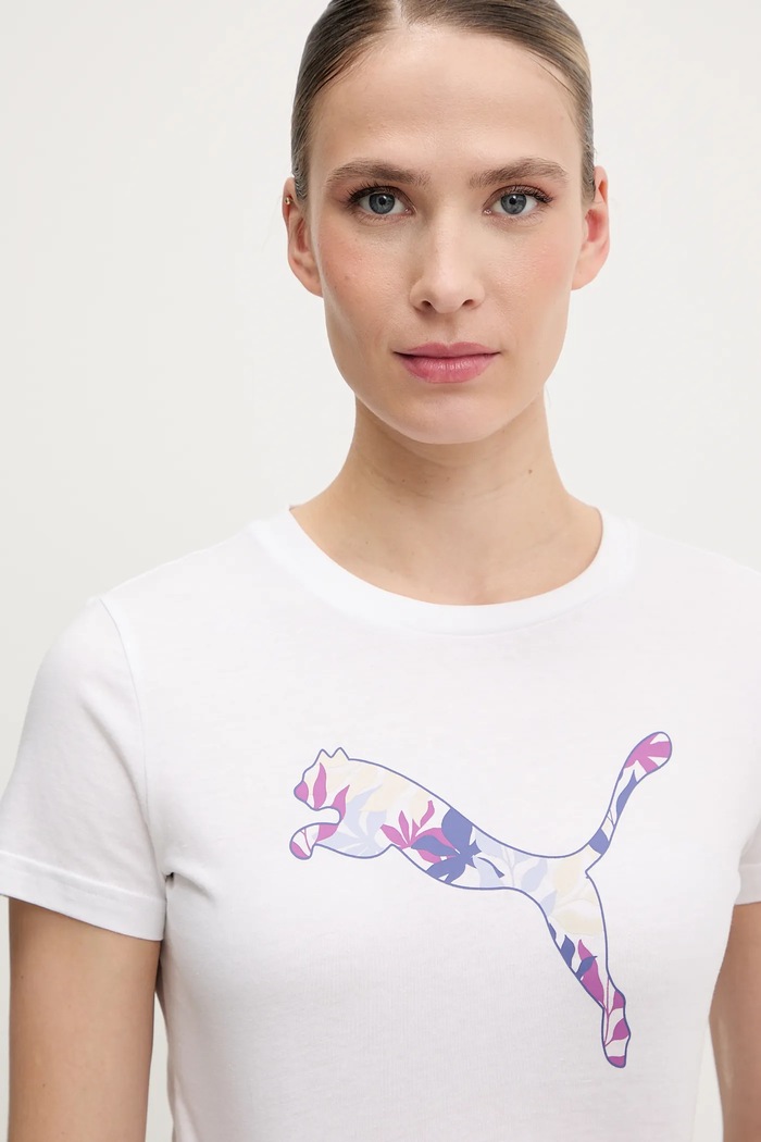 Βαμβακερό μπλουζάκι Puma λευκό 685081.