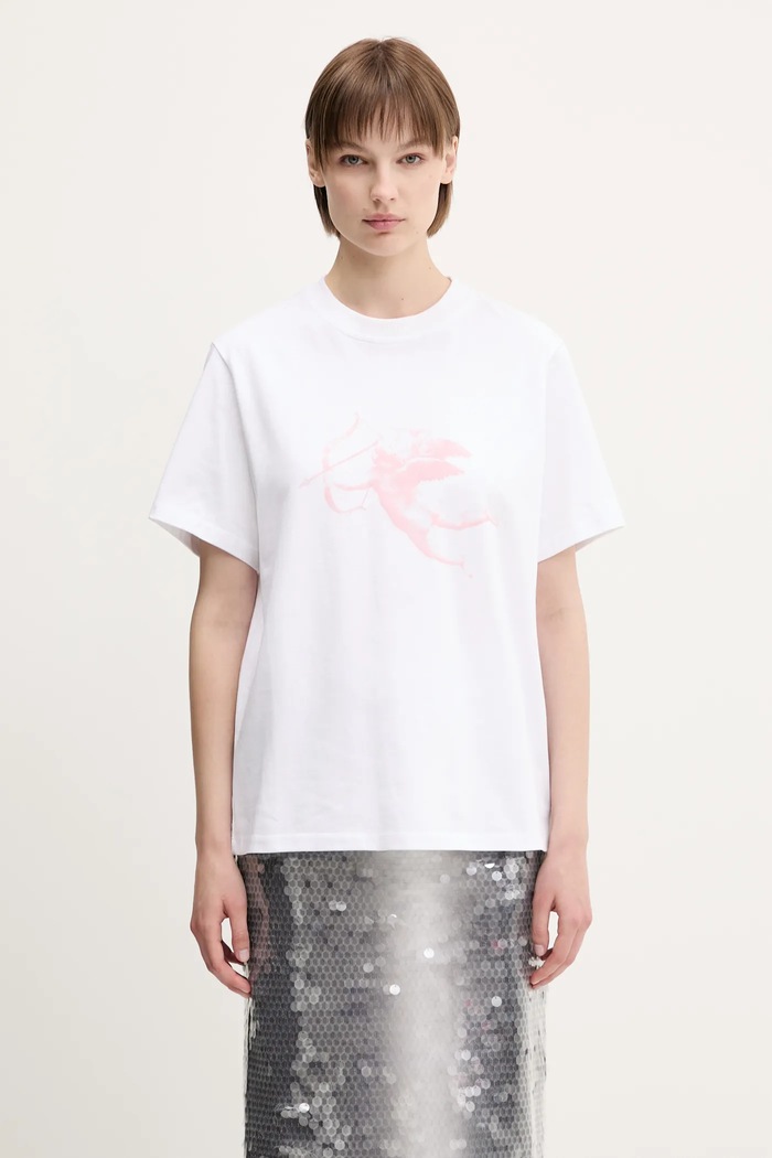 Fiorucci t-shirt bawełniany White Cupid Print Regular Fit T-Shirt nadruk biały W02SMTSH323CJ01WH09