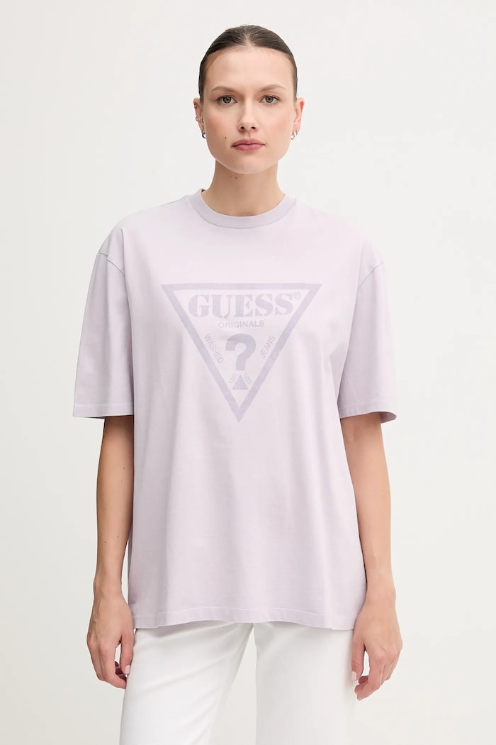 Bavlnené tričko Guess Originals relaxed fialová M5GI10.K8FQ4