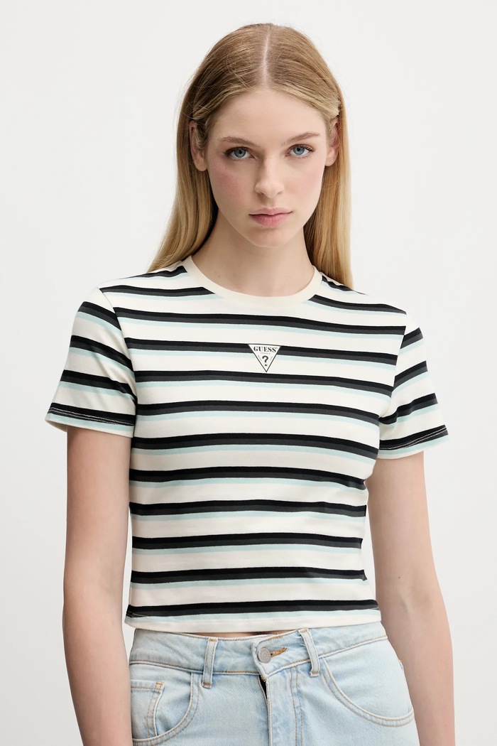 Tričko Guess Originals pruhy béžová W5GI57.J1314