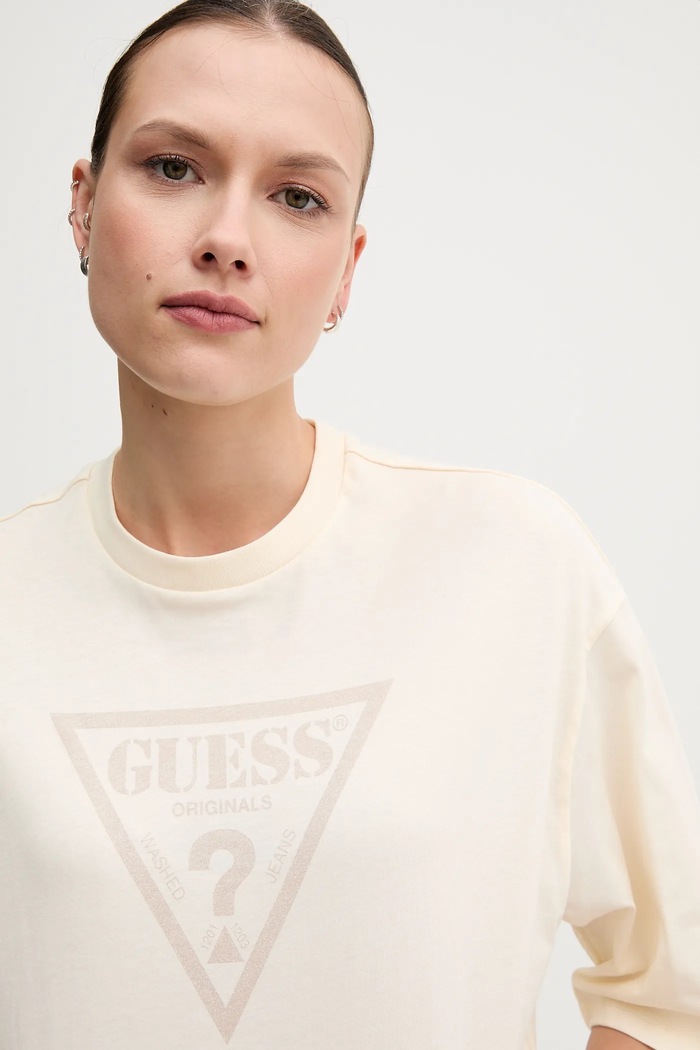 Oblečení Bavlněné tričko Guess Originals W5GI58.K8HM0 béžová
