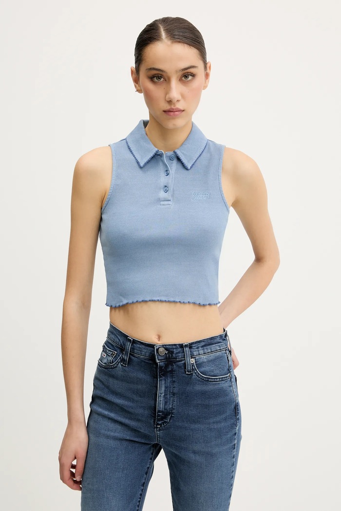 Tommy Jeans top uni albastru DW0DW20295