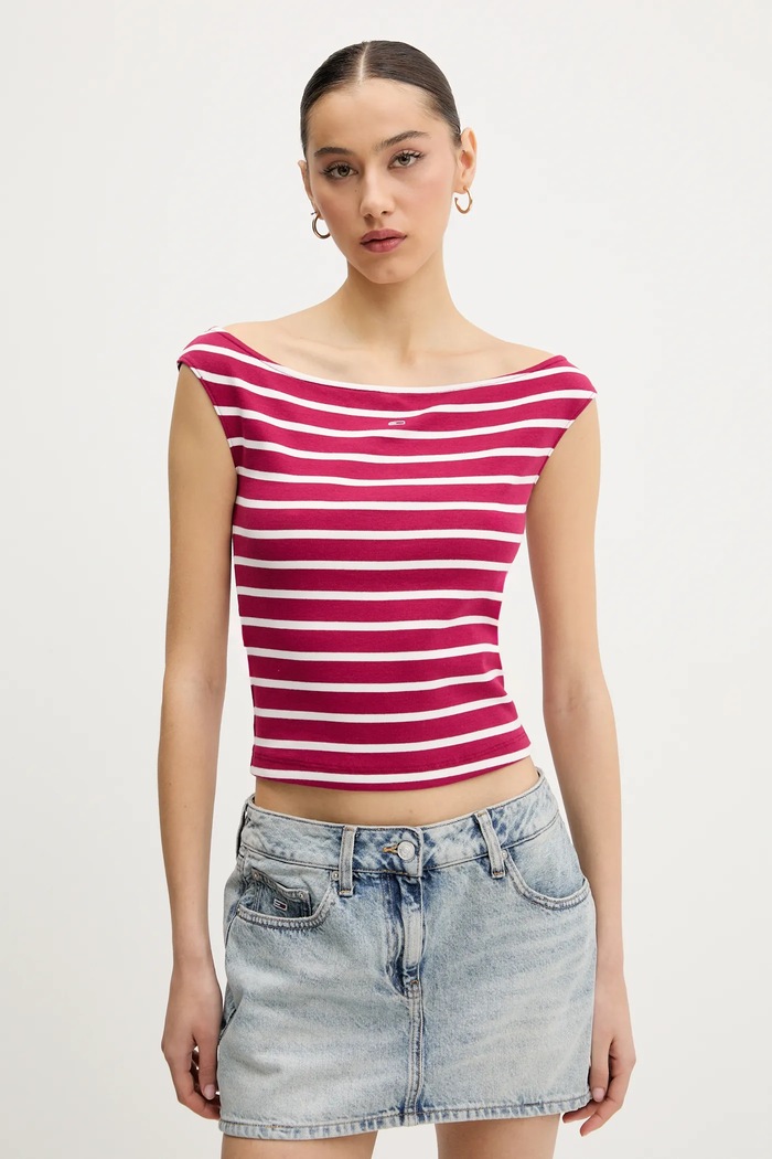 Top Tommy Jeans slim ροζ DW0DW20234