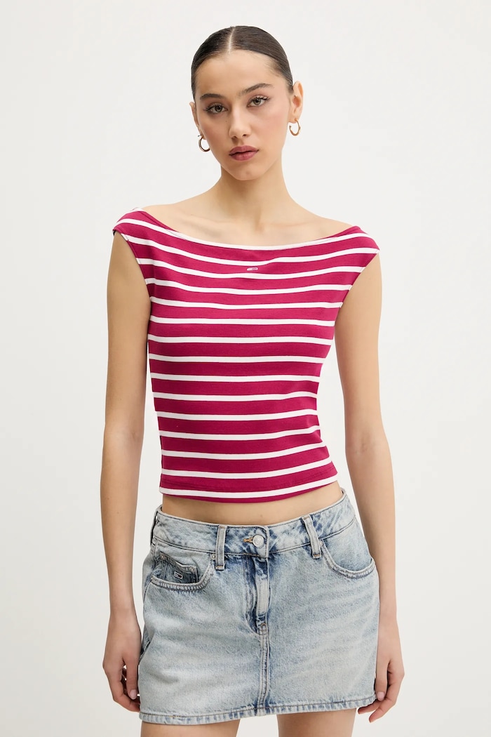 Top Tommy Jeans slim ροζ DW0DW20234