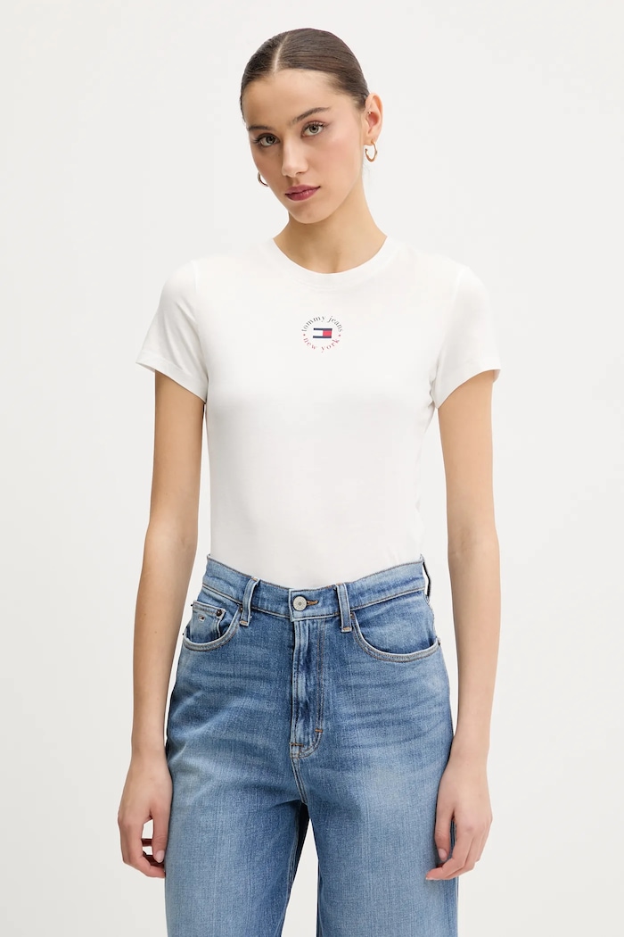 Tričko Tommy Jeans slim biela DW0DW20316