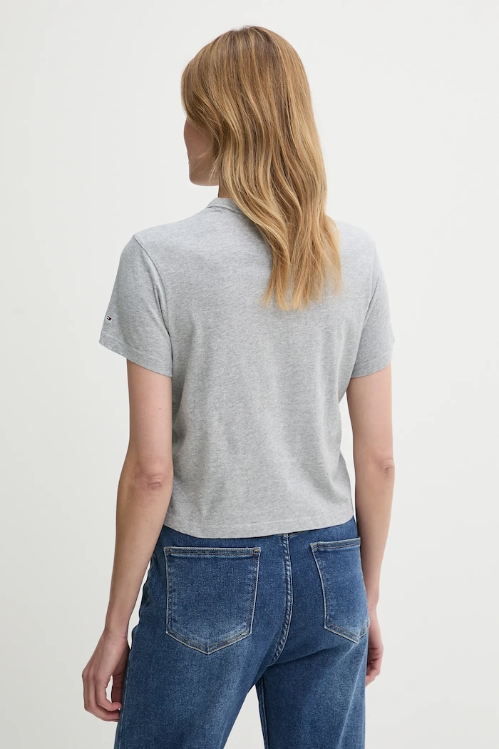 Pamučna majica Tommy Jeans DW0DW20317 siva SS25