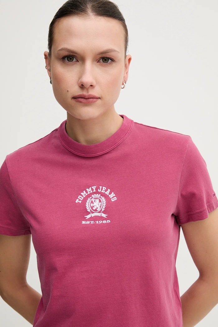 Oblečenie Bavlnené tričko Tommy Jeans DW0DW20317 ružová
