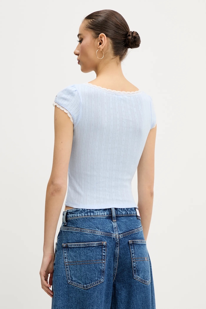 Oblečenie Bavlnené tričko Tommy Jeans DW0DW20621 modrá