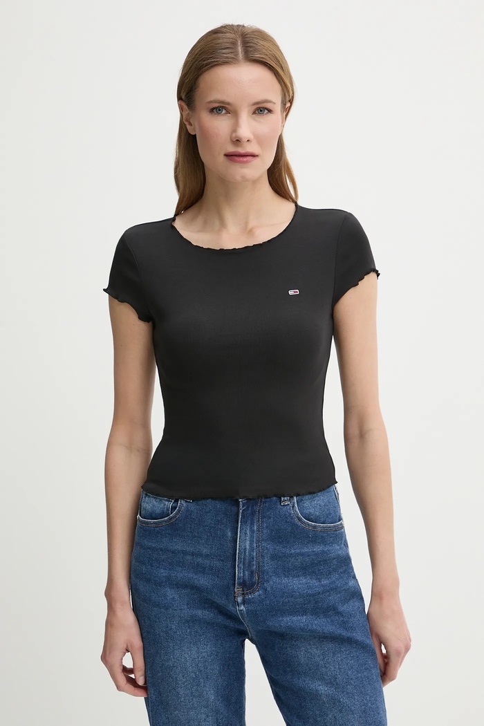 Majica kratkih rukava Tommy Jeans slim crna DW0DW20623