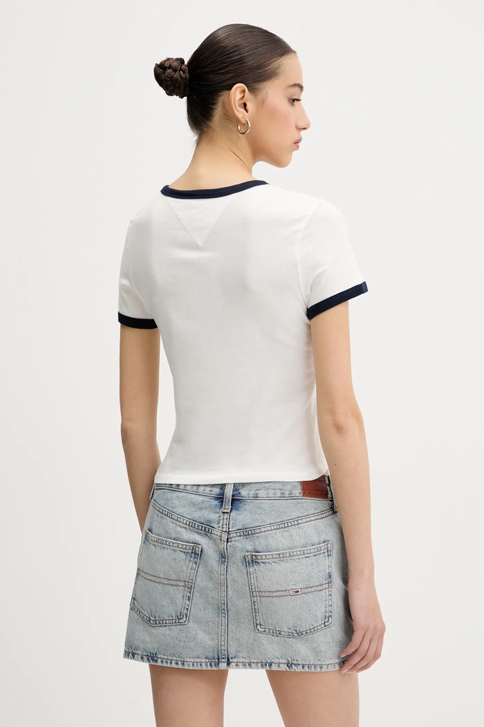 Ruházat Tommy Jeans pamut póló DW0DW20631 fehér