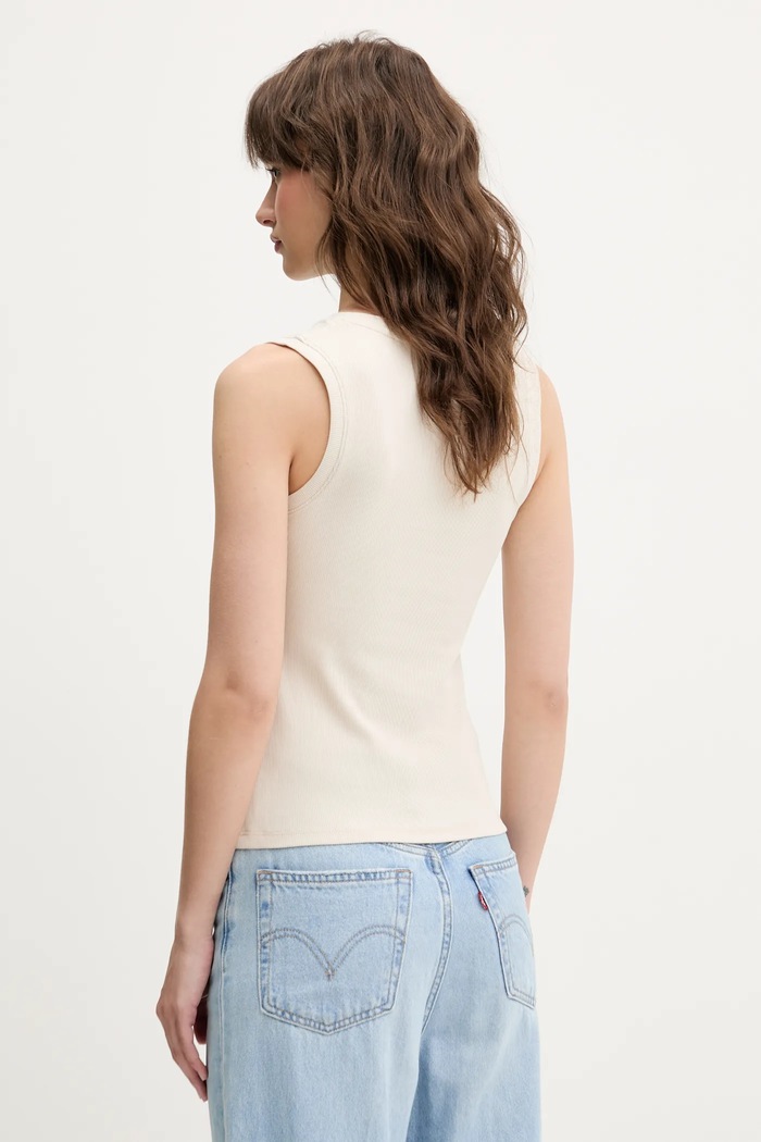 Tommy Jeans top pentru femei din bumbac cu elastan DW0DW20673 bej SS26