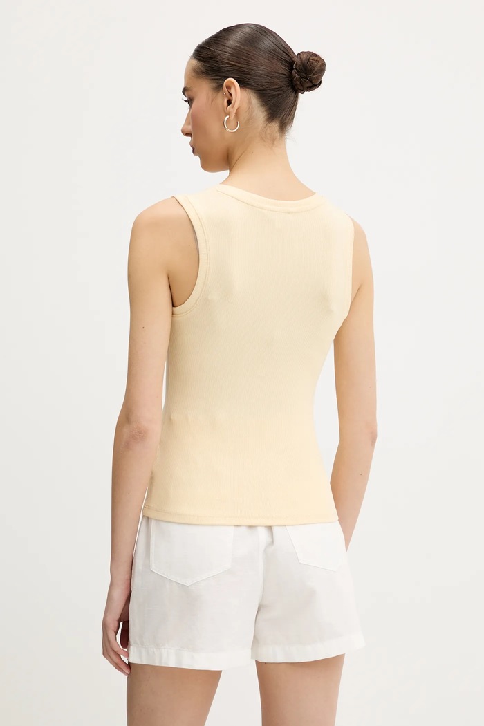 Oblečení Tommy Jeans top dámský bavlněný s elastanem DW0DW20673 žlutá