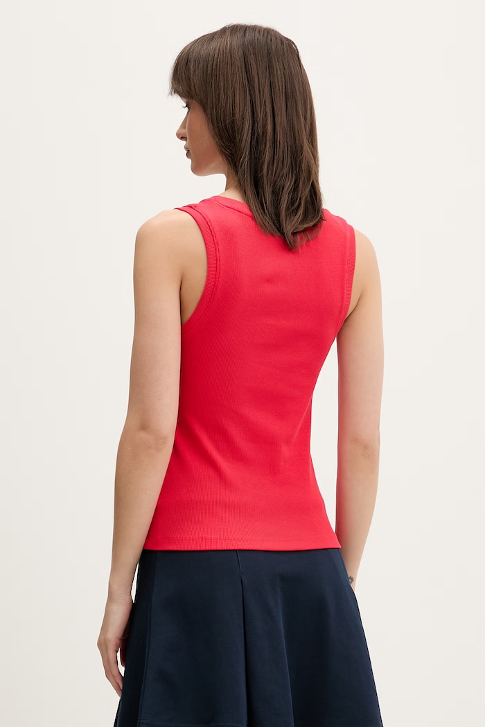 Îmbrăcăminte Tommy Jeans top pentru femei din bumbac cu elastan DW0DW20673 rosu