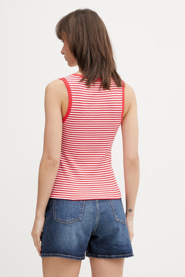 Oblečenie Tommy Jeans top dámsky bavlnený s elastanom DW0DW20673 červená