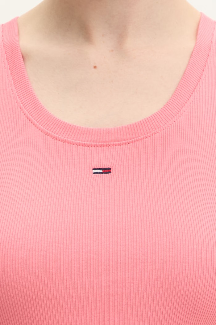Tommy Jeans top pentru femei din bumbac cu elastan DW0DW20673 roz