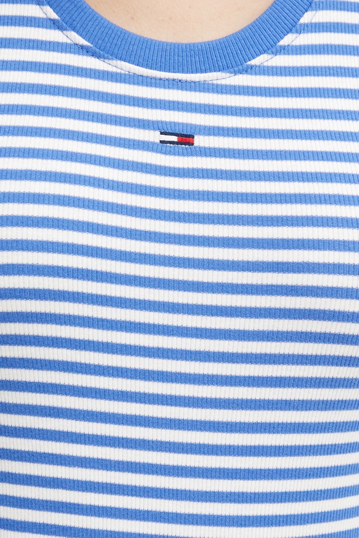 Tommy Jeans top pentru femei din bumbac cu elastan DW0DW20673 albastru