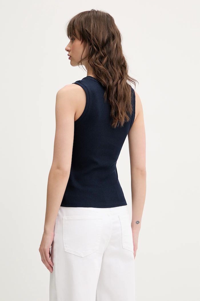 Tommy Jeans top pentru femei din bumbac cu elastan DW0DW20673 bleumarin SS26