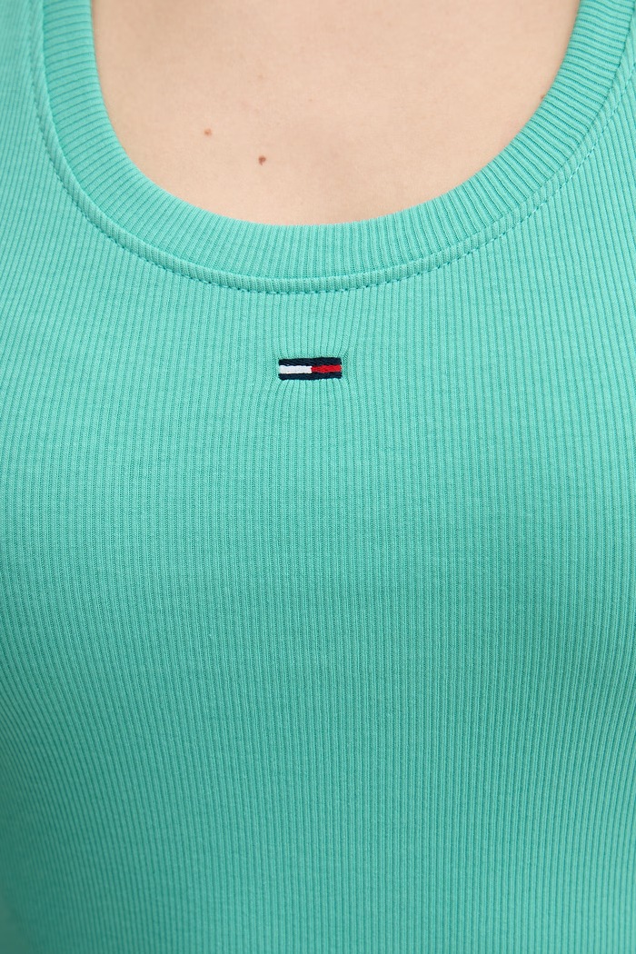 Tommy Jeans top dama din bumbac cu elastan DW0DW20673 turcoaz
