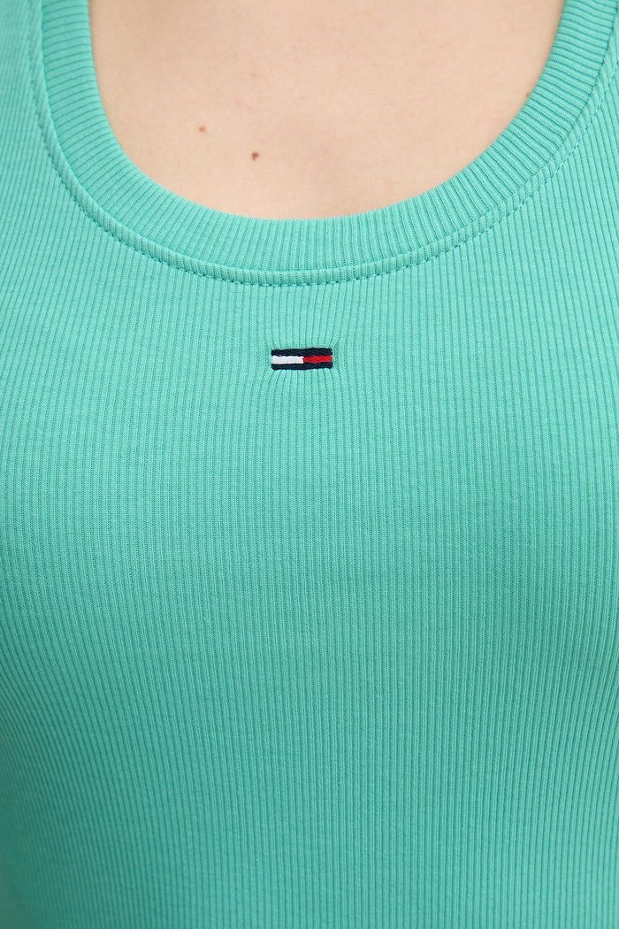 Tommy Jeans top dama din bumbac cu elastan DW0DW20673 turcoaz
