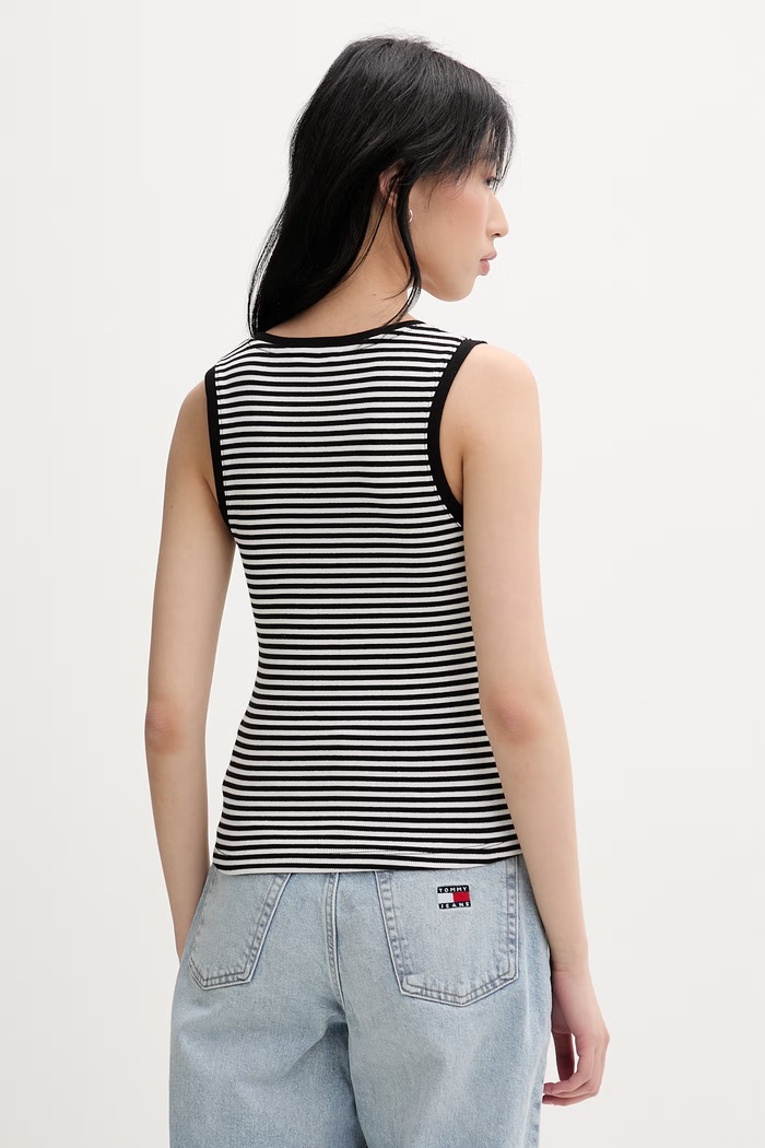 Îmbrăcăminte Tommy Jeans top pentru femei din bumbac cu elastan DW0DW20673 negru