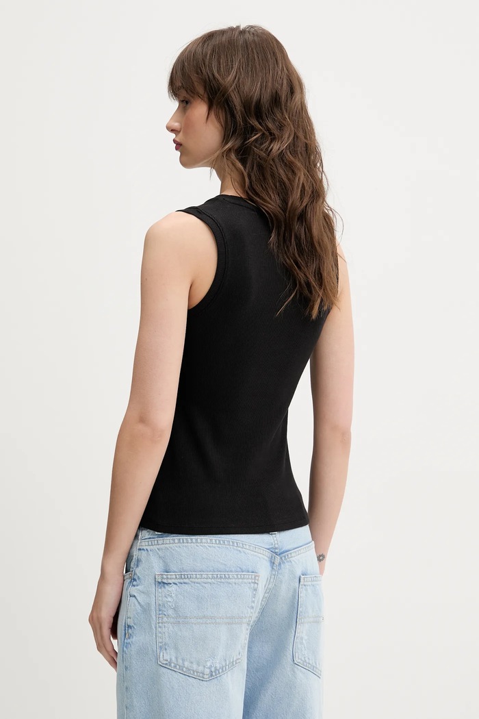 Tommy Jeans top dámsky bavlnený s elastanom DW0DW20673 čierna SS26