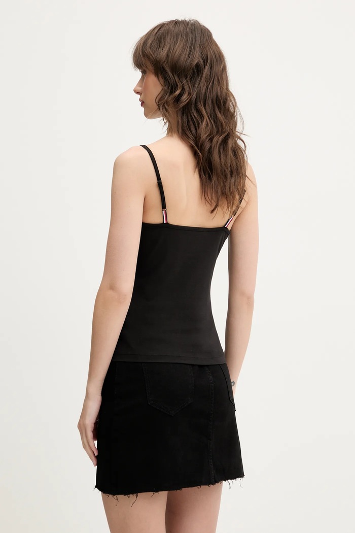 Tommy Jeans top femei din bumbac cu elastan DW0DW20675 negru SS26