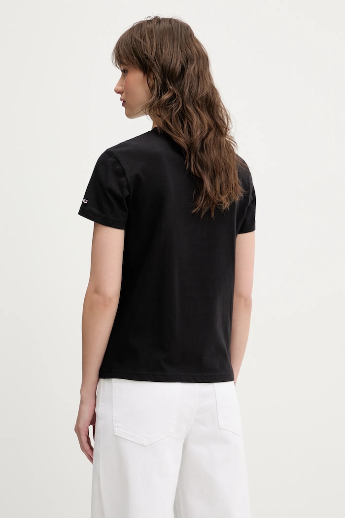 Tommy Jeans pamut póló DW0DW21338 fekete SS25