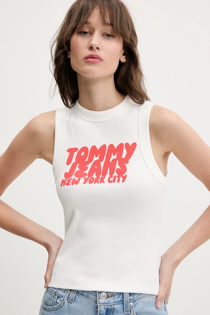 Top Tommy Jeans bílá DW0DW21339