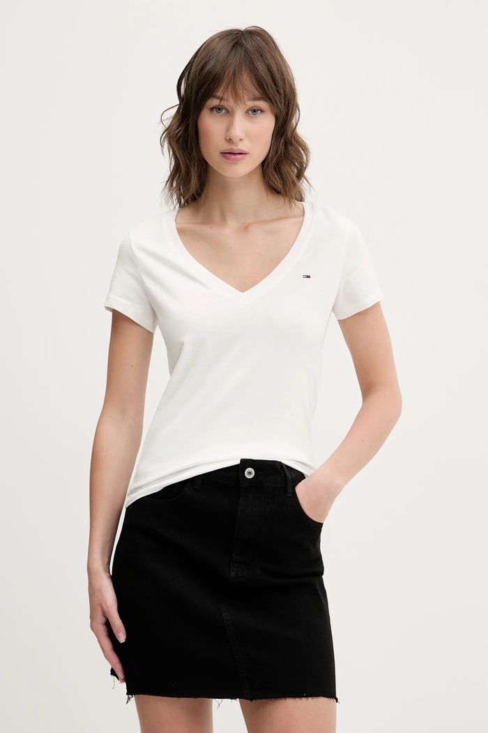 Bavlnené tričko Tommy Jeans 2-pak DW0DW21367 biela AW25