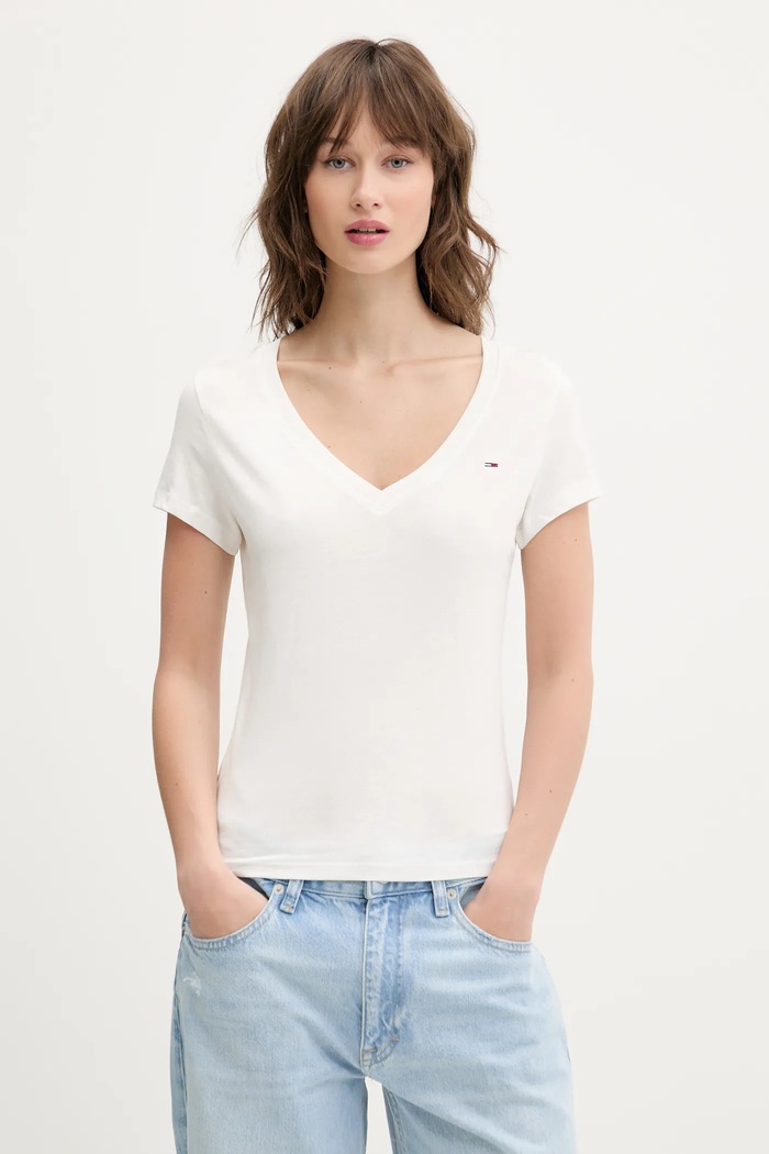 Bavlnené tričko Tommy Jeans 2-pak DW0DW21367 tmavomodrá AW25
